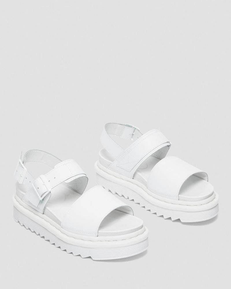 Women's Dr Martens Voss Mono Hydro Leather Gladiator Sandals White | AU 304XYU